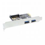 InLine Scheda USB 3.0 aggiuntiva, 2x porte esterne, PCIe ( PCI-Express ), alimentazione SATA Power. Staffa Low profile inclusa  