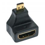 InLine Adattatore HDMI 19pin Type-A femmina a HDMI Micro Type-D maschio, angolato a 90 gradi, pin dorati  