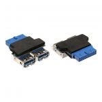 InLine Adattatore USB 3.0 2x Type-A femmina a IDC 19pin maschio per scheda madre  