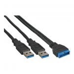 InLine Cavo USB 3.0 Interno, terminale 19pin maschio a 2x Type A maschio 0,40m  