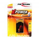 Ansmann X-Power Batteria Alcalina formato 9V Block E per dispositivi ad alto consumo energetico. 1 pezzo