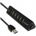 InLine HUB 7 porte 1x USB 3.0, 5x USB 2.0, 1x USB 2.0 ricarica veloce (2,1A), nero  