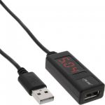 InLine Multimetro monitoraggio tensione e corrente alimentazione per Device con porta USB, cavo con connettore USB Typa A da 1m  
